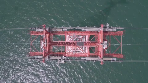 Exploring the cable car system above the harbor at sunset Vídeos de archivo 308246626