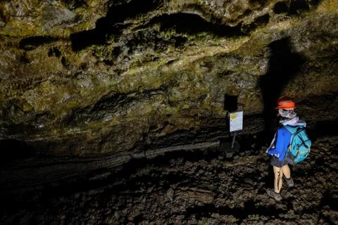 Exploring cave Stock Photos