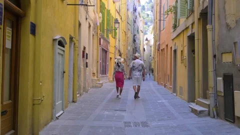 Exploring the Charming Streets of Menton in the Provence Alpes Cote dAzur Stock Footage 329296589