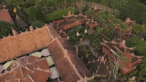 Exploring Chua Da Mai Pagoda in Vietnam from Above at Sunset Video stock 308265231
