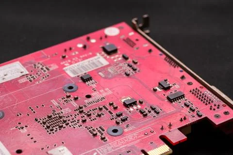 Exploring circuit board designs technology lab detailed close-up industrial.. Stock Photos