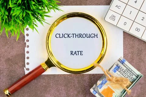 Exploring click through rate metrics illustrated with business elements to im Stock Photos