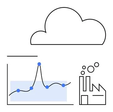 Exploring Cloud Technology Integration in Industrial Data Analysis Stock Illustration