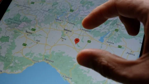 Exploring Codogno Map On google maps Stock Footage 125311910