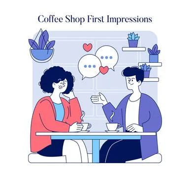 Exploring Coffee Shop First Impressions A Journey of Connection and Enjoyment Stock Illustration