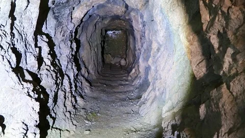 Exploring a Collapse Inside an Abandon Gold Mine Stock-Footage 144172075