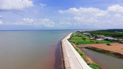 Exploring con nhan beach at vinh long in vietnam Stock Footage 346685653