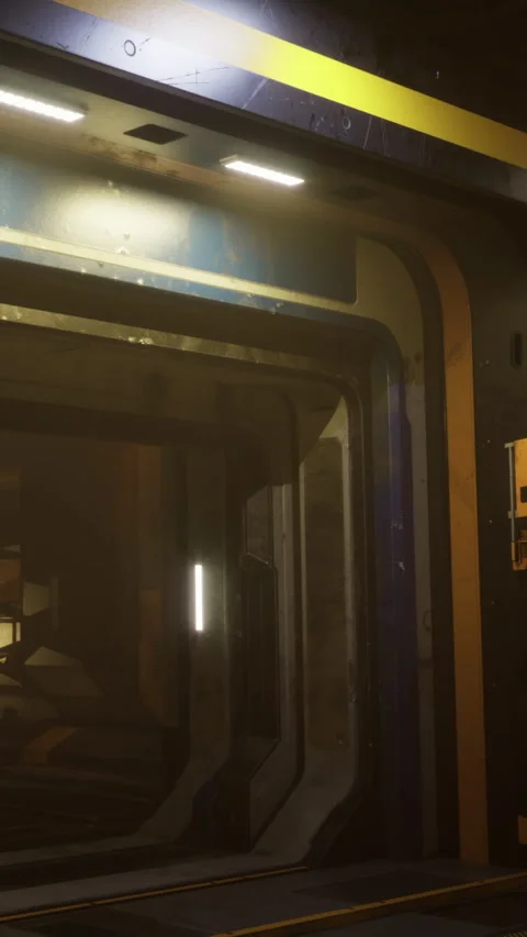 Exploring a corridor in a futuristic building at night in a sci fi setting Vídeos de archivo 330266706