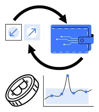 Exploring Cryptocurrency Transactions Wallets, Graphs, and Exchange Dynamics Stock Illustration