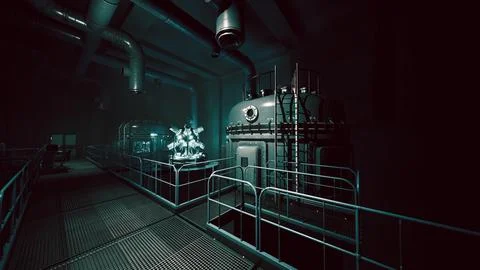 Exploring a cutting edge futuristic laboratory filled with advanced machinery Stock Illustration