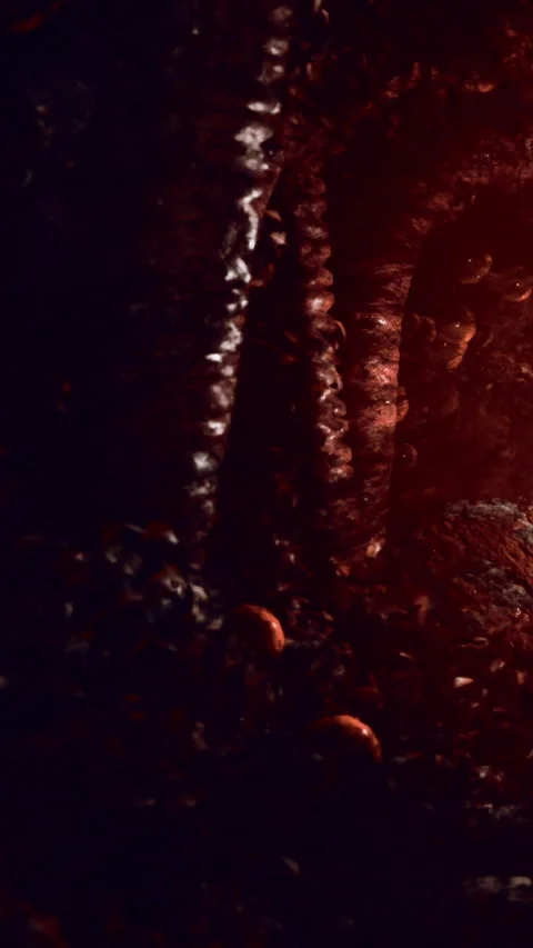 Exploring a dark and mysterious forest with shadows and warm light Stock Footage 334172025