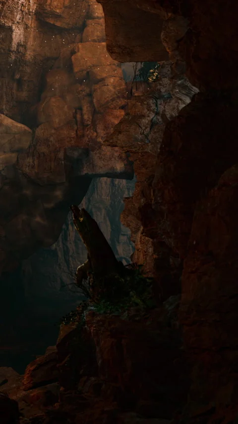 Exploring a dark cave with rock formations during the night Stock Footage 341987985