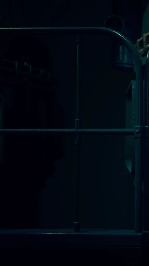 Exploring a dark hallway with bars at the end in an old building Stock Footage 337956736