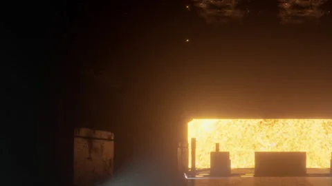 Exploring a dark space with light shining through an opening Stock Footage 344971714