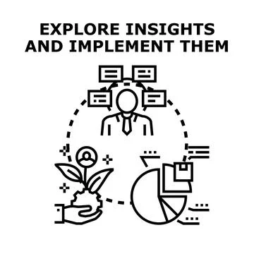 Exploring data insights and implementing business solutions Illustrazione stock