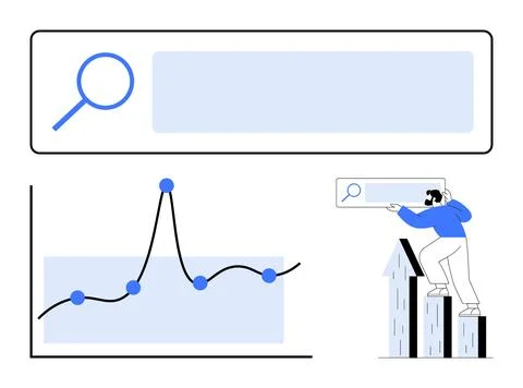 Exploring Data Insights through Search and Graph Analysis for Strategic Growth 스톡 일러스트
