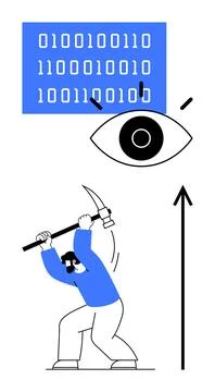Exploring Data Mining Through Binary Code and Oversight Elements Stock Illustration