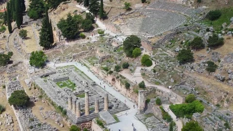 Exploring Delphi. Historic Archaeological Site Stock Footage 340913361