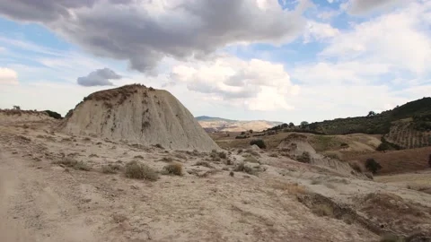 Exploring the desert landscape of Aliano in Basilicata, south Italy Stock Footage 143140974