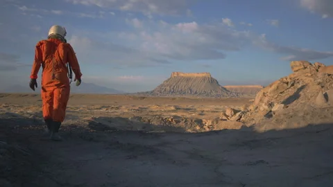 Exploring Desert Orange Helmet Craters and Unique Geographical Features Stock Footage 288689006