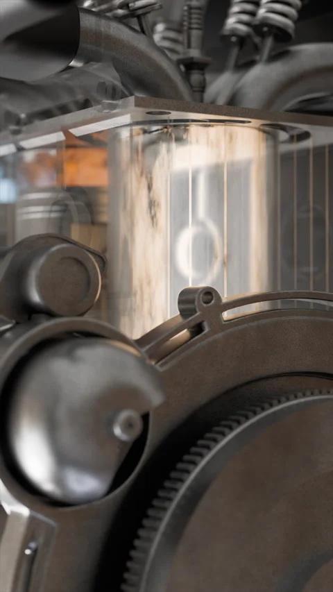 Exploring a detailed mechanical engine with transparent components Stock Footage 321957233