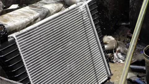 Exploring the Details of a Filthy Radiator Stock Footage 320939891