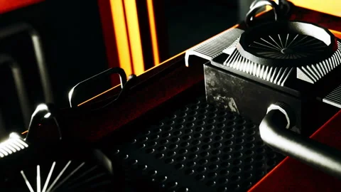 Exploring the details of a machine part design in a workshop setting Stock Footage 345006264