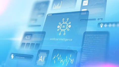 Exploring developments in artificial intelligence through digital interfaces and Ilustración de archivo