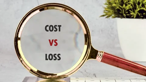 Exploring the differences between cost and loss in a flat design workspace. The Stock Footage 337048470