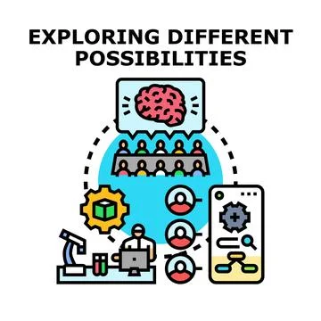 Exploring different possibilities for business development and innovation Stock Illustration