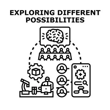 Exploring different possibilities for business development and innovation Stock Illustration