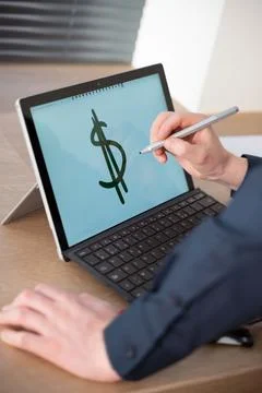 Exploring Digital Financial Solutions Creating a Dollar Sign Illustration o.. Stock Photos