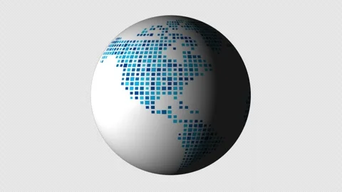 Exploring a digital globe with blue dots illustrating global Vidéo 334113052
