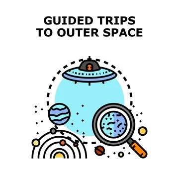 Exploring distant planets on guided space journeys Illustrazione stock