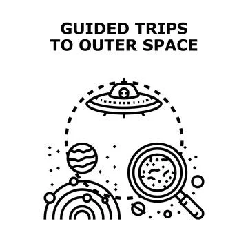 Exploring distant planets on guided space journeys Stock Illustration