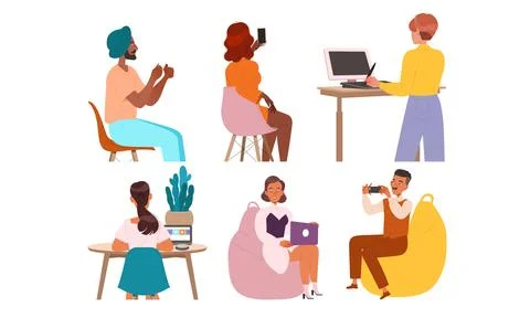 Exploring the Diverse and Various WorkfromHome Scenarios that Exist in Modern Stock Illustration