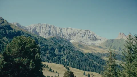 Exploring the Dolomites Mountain Range Featuring Lush Green Alpine Forests Vídeos de archivo 331166149
