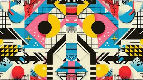 Exploring Dynamic Full Color Abstract Backgrounds from the 80s Stock-Illustration