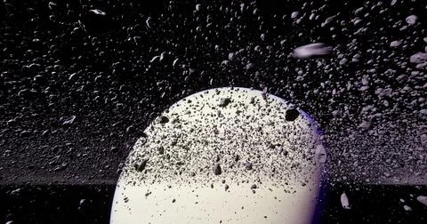 Exploring the dynamic interactions of asteroids in space during cosmic events Stock Illustration