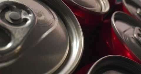 Exploring Dynamic Perspectives of Vibrant Red Beverage Cans in Motion Stock-Footage 336823667