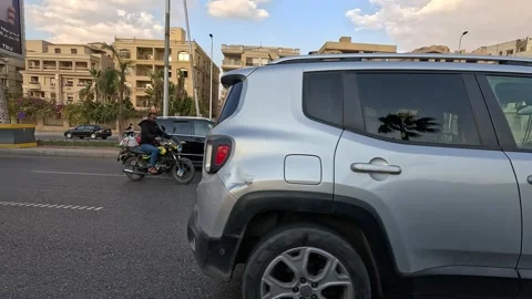 Exploring Egypt desert landscapes while traveling along Cairo Fayoum Desert Road Stock-Footage 330090749