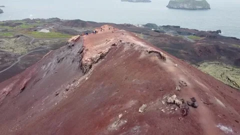 Exploring Eldfell Volcano in Iceland Stock Footage 341104729