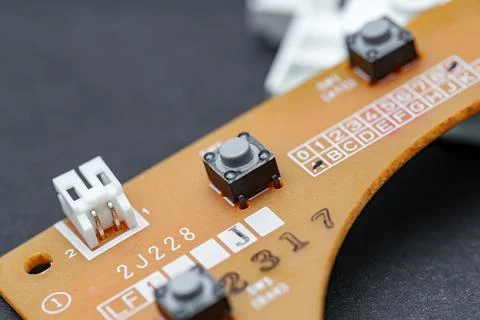 Exploring electronic pathways a close look at a circuit board's design and .. Stock Photos