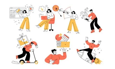 Exploring Energetic Activities and Fun Ways to Stay Actively Engaged and Healthy Stock Illustration
