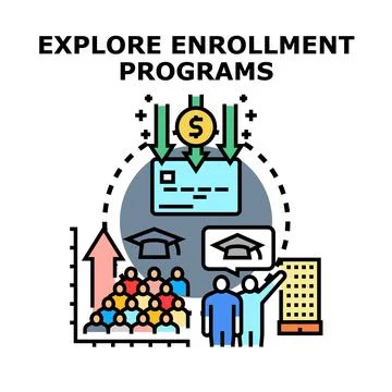 Exploring enrollment programs flat line illustration concept Stock Illustration
