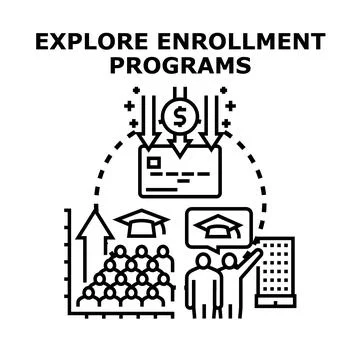 Exploring enrollment programs flat line illustration concept Stock Illustration