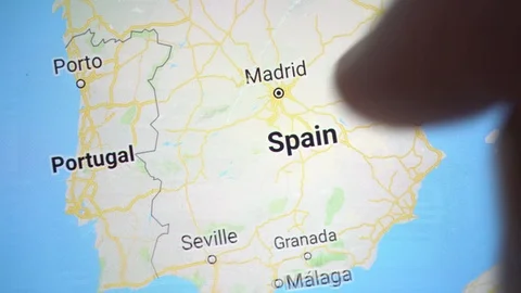 Exploring Europe on Google Maps on a Smartphone, Macro, 2019 Stock Footage 112014392