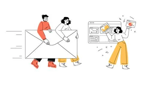 Exploring Family Interaction and Creative Expression in Modern Artistic Design Stock Illustration