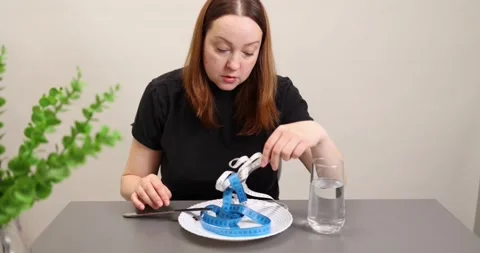 Exploring Food Measurement and Portion Control Using a Measuring Tape at Home Stock Footage 324696806
