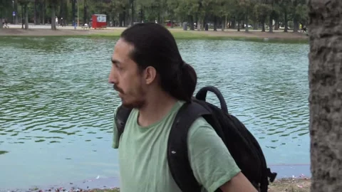 Exploring a forest right next to the river. Stock Footage 150407695